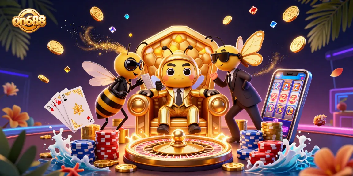 Engage with on688's thrilling casino experience featuring a bumblebee mob boss and dynamic gambling elements.