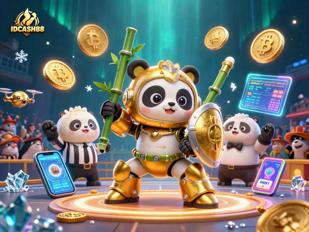 Experience thrilling gameplay with IDCASH88 through a vibrant 3D casino illustration featuring exciting gambling elements.