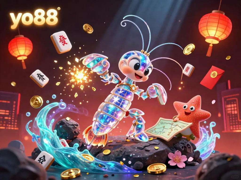 Experience the thrill of yo88 with a dynamic cosmic scene featuring vibrant characters and casino elements.