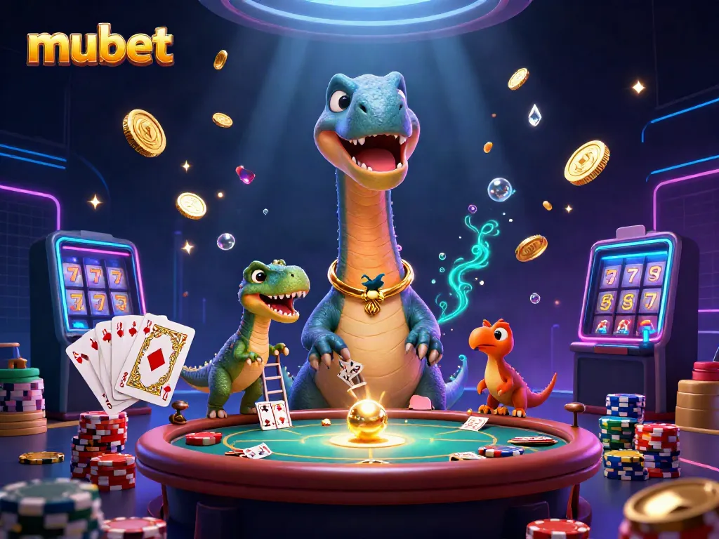Engage with high-stakes action in mubet's vibrant casino scene featuring fun characters and dynamic gaming elements.