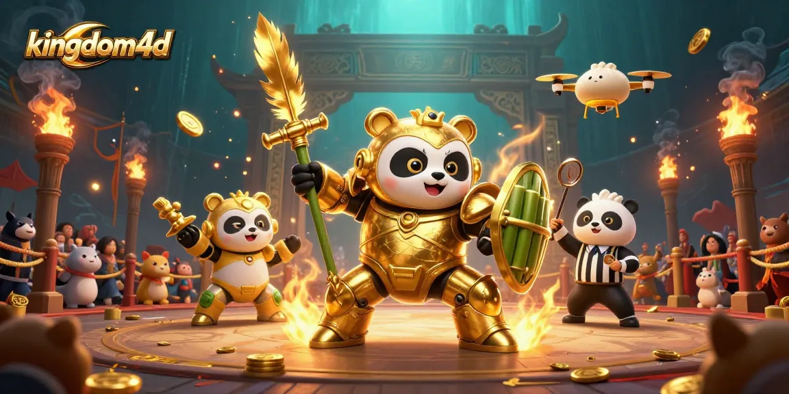 Taruhan menarik di kingdom4d dengan panda emas dalam pertempuran robot untuk memenangkan hadiah.