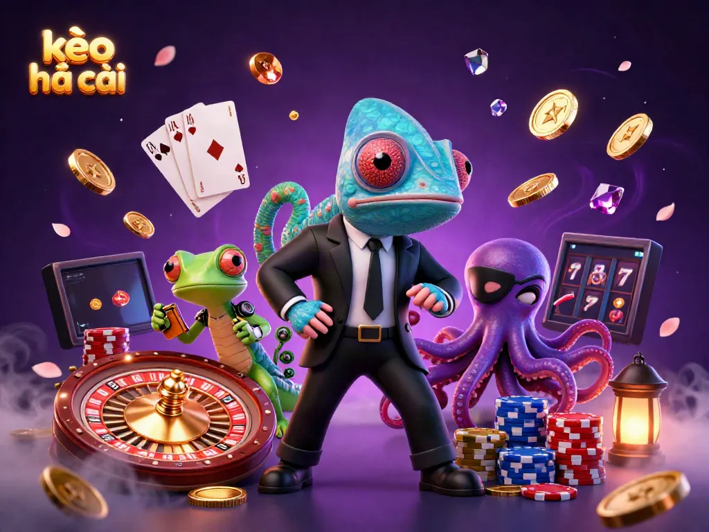Experience thrilling sports betting with kèo nhà cái at the center, featuring 3D colorful characters and dynamic game elements.