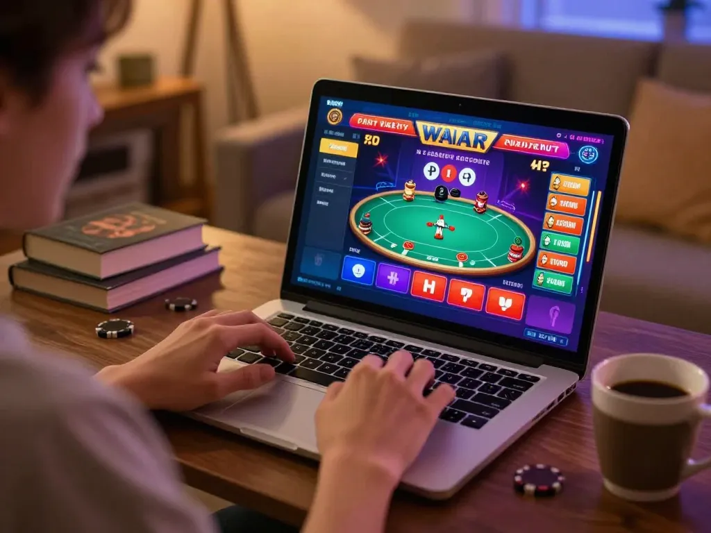 Engaging gameplay at vipwin79 with a player immersed in online poker.