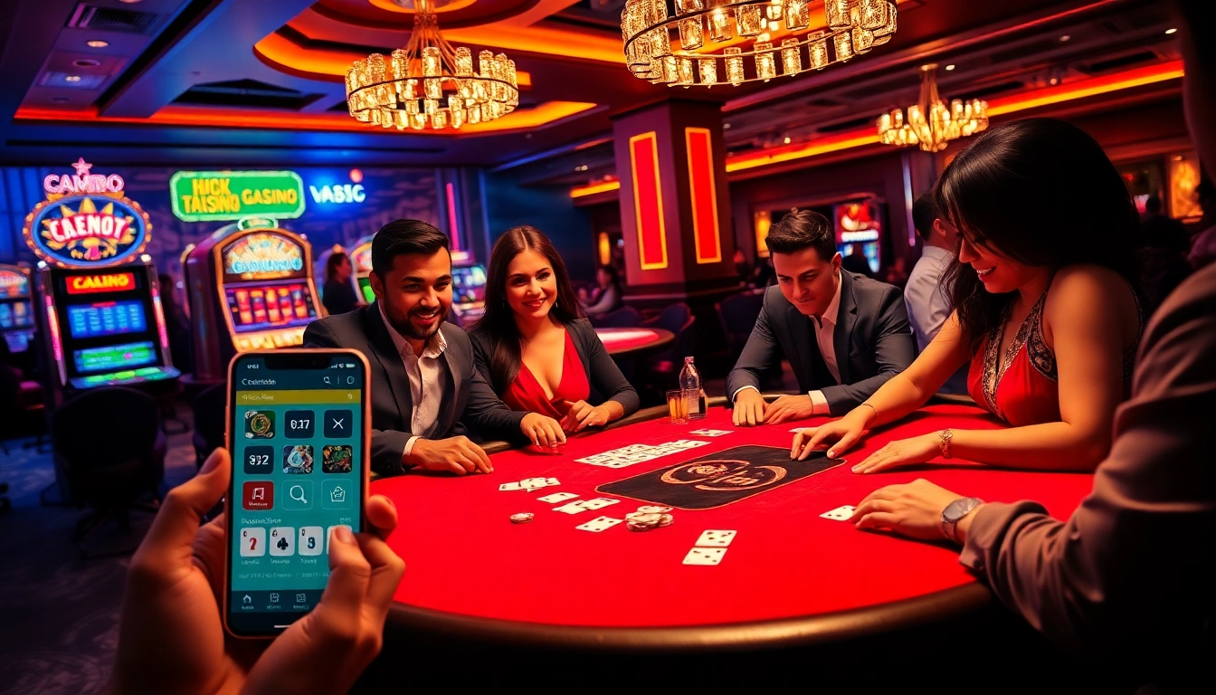 CM88 players engaged in a thrilling blackjack match at a luxurious casino.