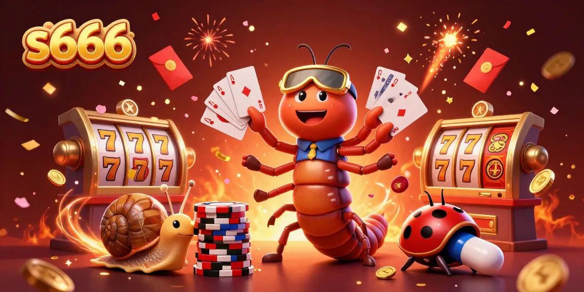 Win big with s666's immersive casino games featuring a cartoon millipede dealer.