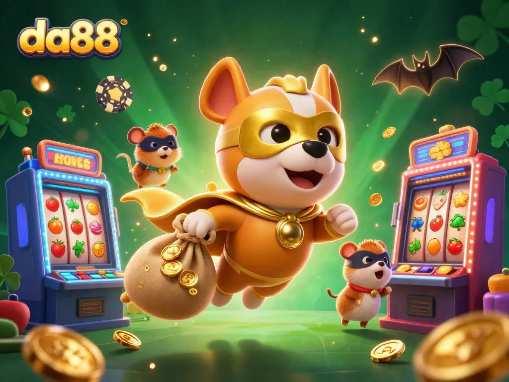 Engage with da88's thrilling slot adventures through a flying superhero dog and vibrant jackpot elements.