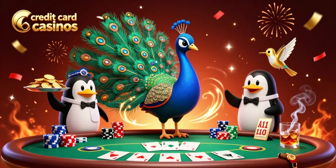 Explore credit card casinos featuring dynamic characters and exciting poker action in this vibrant illustration.