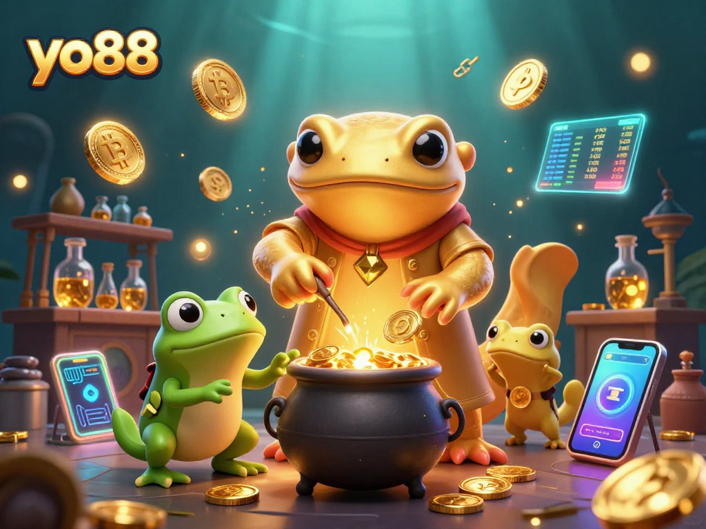 Join the magic of yo88 as a golden salamander alchemist converts metals to gold in a vibrant casino!