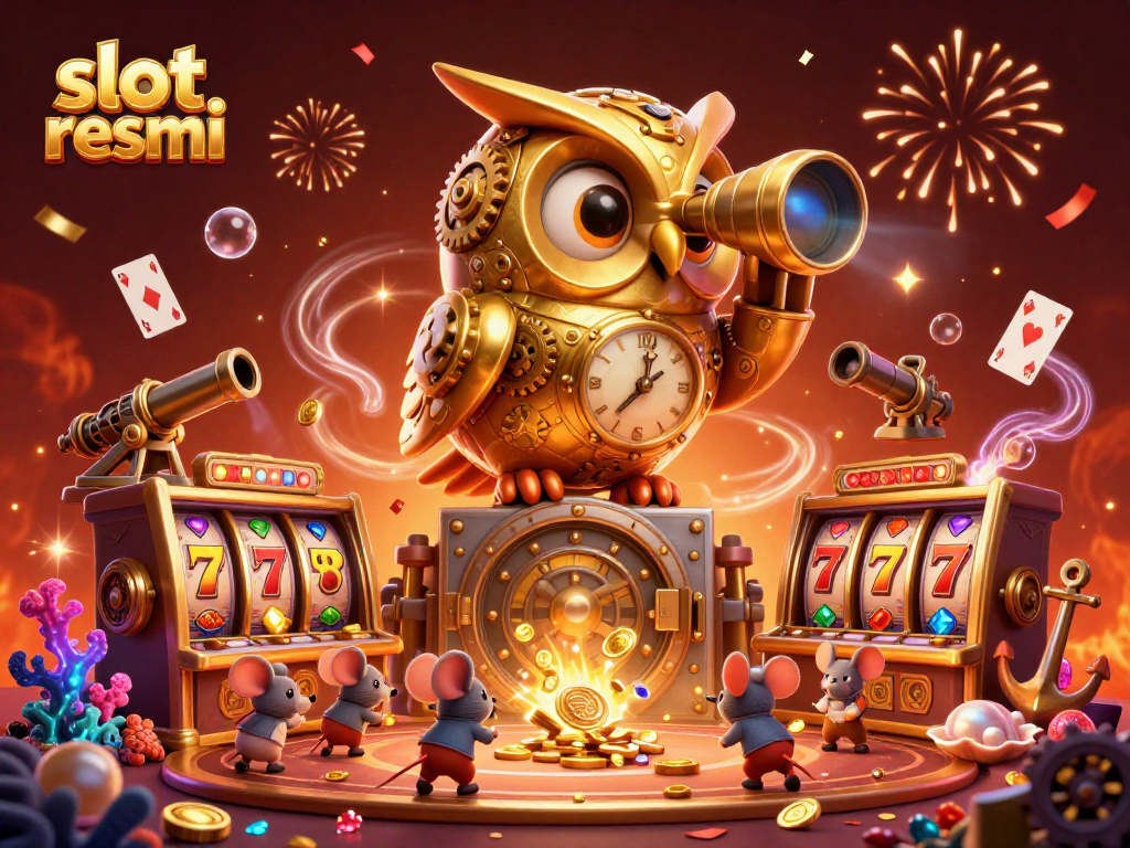 Experience the thrill of slot resmi action with a vibrant 3D casino scene filled with gold coins, colorful gems, and dynamic characters.