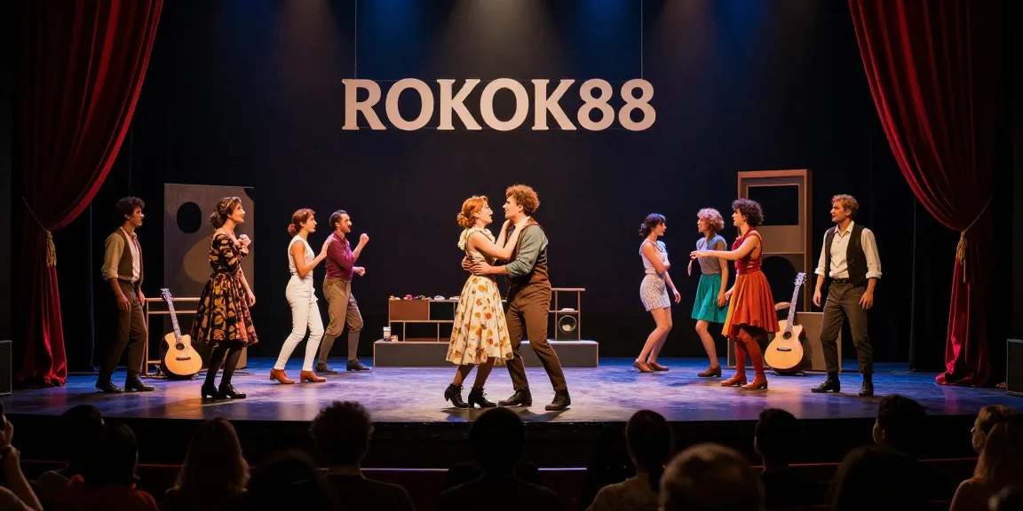 Experience the excitement of a ROKOK88 slot performance on stage with captivating actors and vibrant theatre lights.