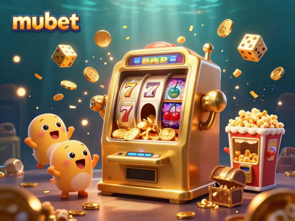 Experience the thrill of winning with mubet's animated slot machines celebrating a jackpot.