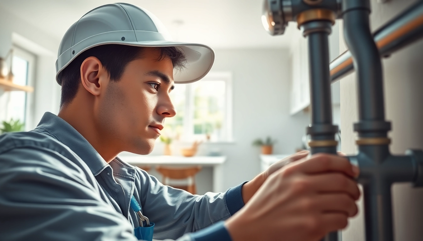 Skilled plumber providing whole house repiping services Tampa in a modern kitchen setting.
