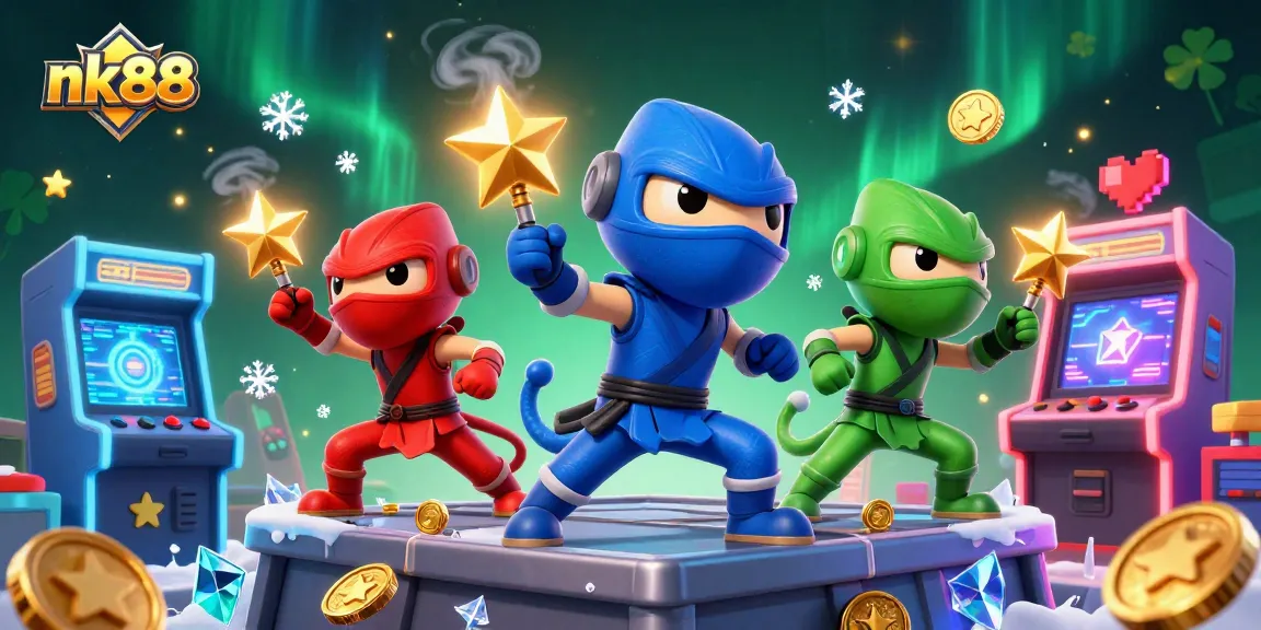 Engage with nk88's thrilling casino adventures with dynamic 3D ninja chameleons amidst vibrant games.
