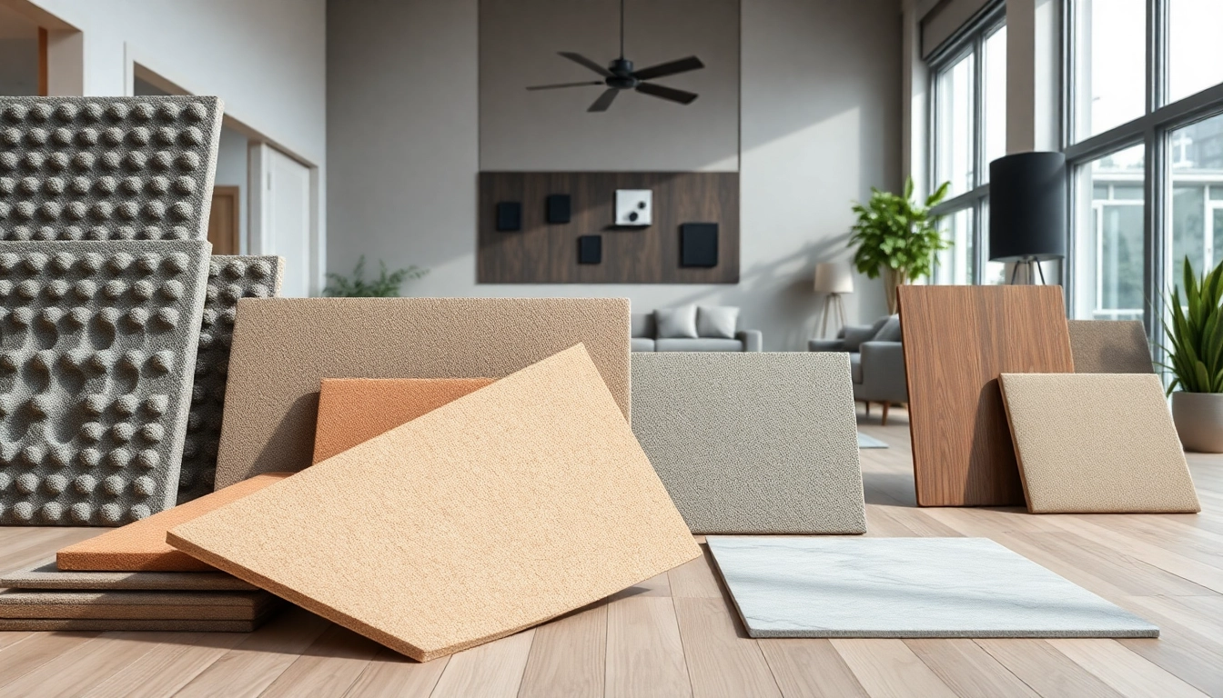 Soundproofing materials artistically arranged to highlight their effectiveness and aesthetic appeal.