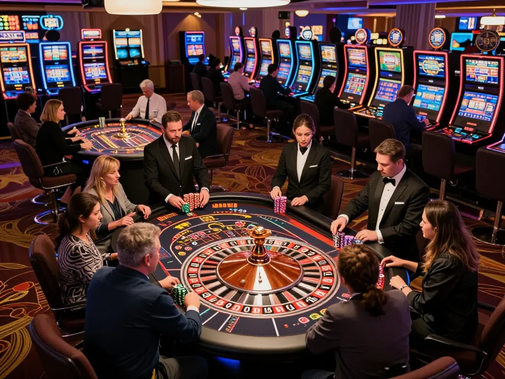 Players enjoying a thrilling roulette game at VA88 casino, vibrant atmosphere and intense engagement visible.