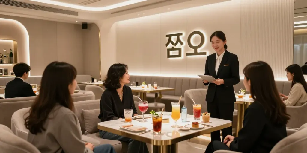 강남타이밍의 고급스러운 쩜오 내부, 세련된 인테리어와 편안한 분위기