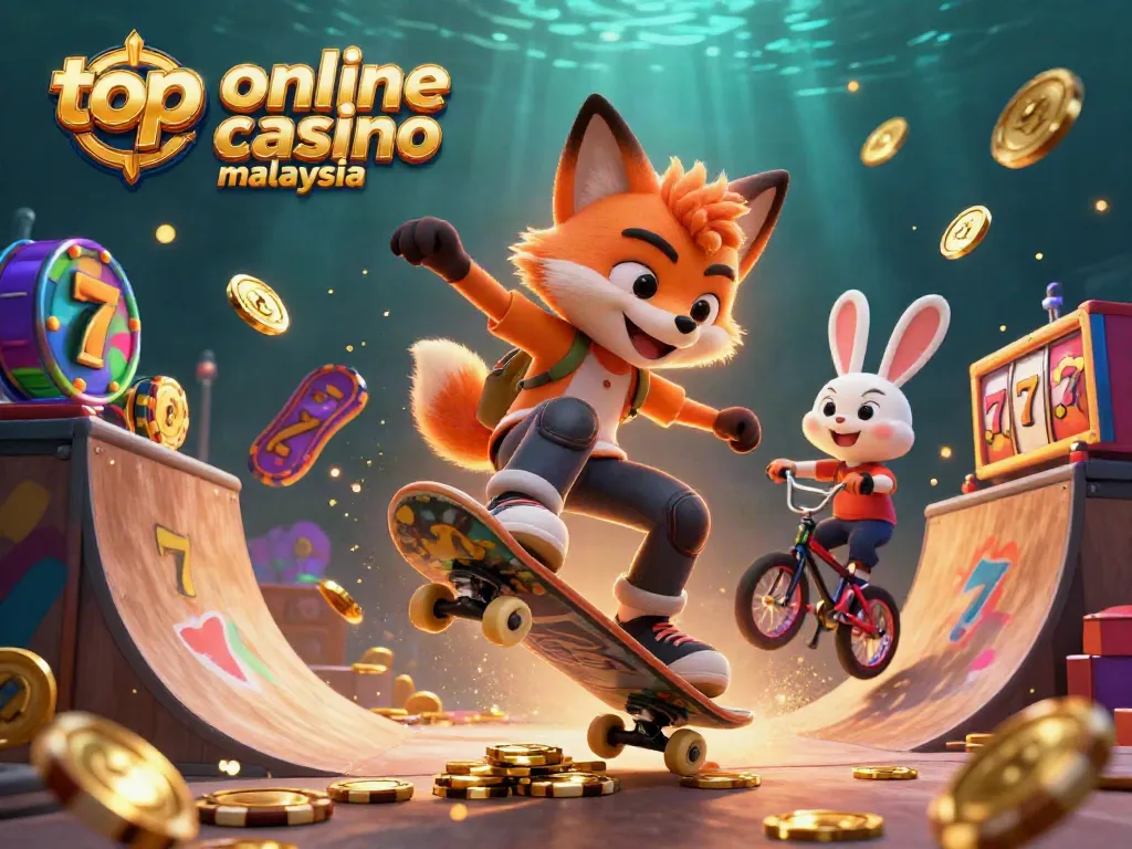Discover the thrill at the top online casino Malaysia with an exciting scene of a fox and rabbit in action.
