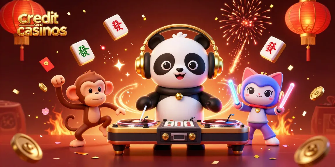 Experience the thrill of credit card casinos with vibrant characters and lively casino elements in a dazzling 3D scene.