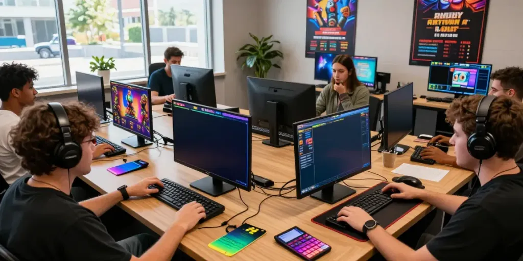 Engaged players using bro138 link in a vibrant online gaming hub.