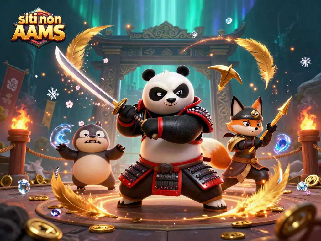 Giocando nei siti non AAMS, panda samurai e volpe ninja si sfidano in un emozionante torneo.