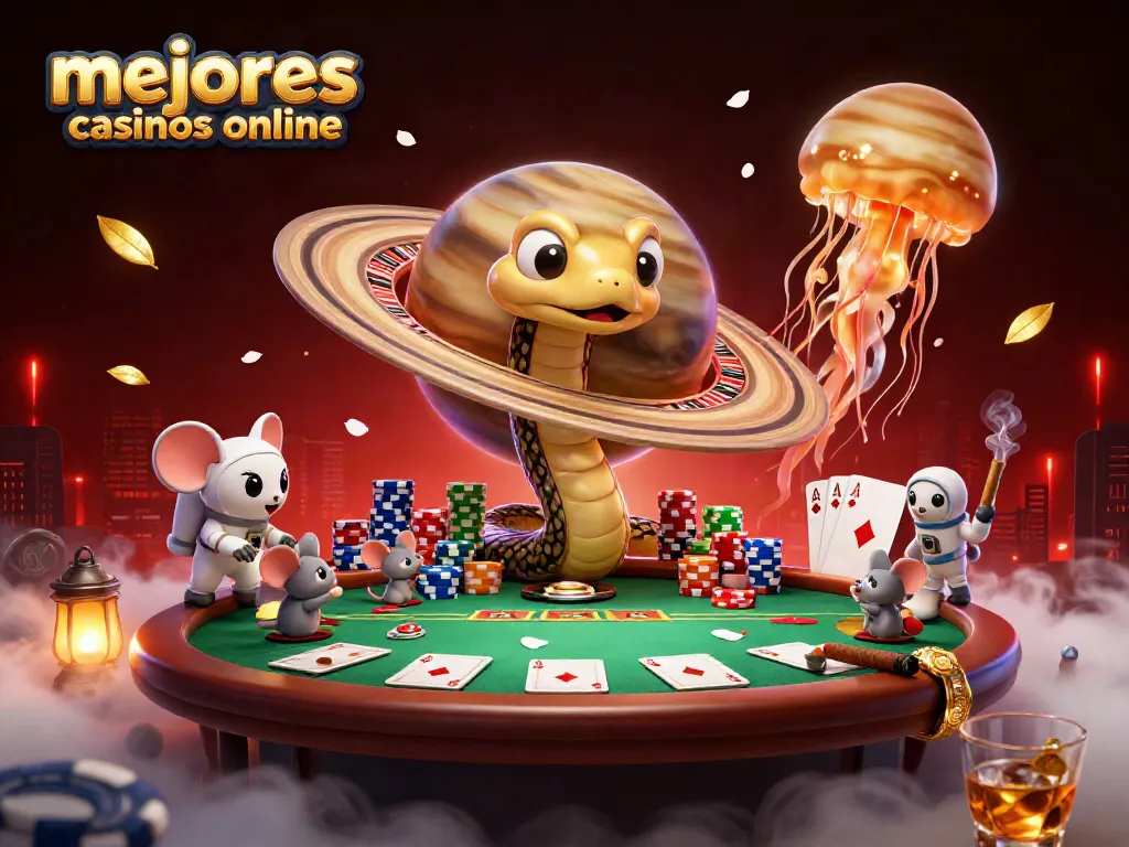 Juega en los mejores casinos online con una emocionante ilustración 3D de un cóctel cósmico.