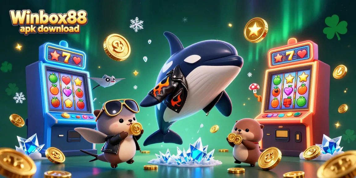 Winbox88 apk download offers a thrilling mobile gaming experience with colorful slot machines and dynamic characters.