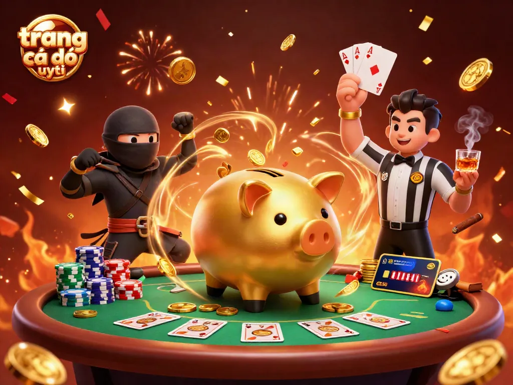 Khám phá trang cá độ uy tín với piggy bank sumo, ninja và referee trong casino sống động