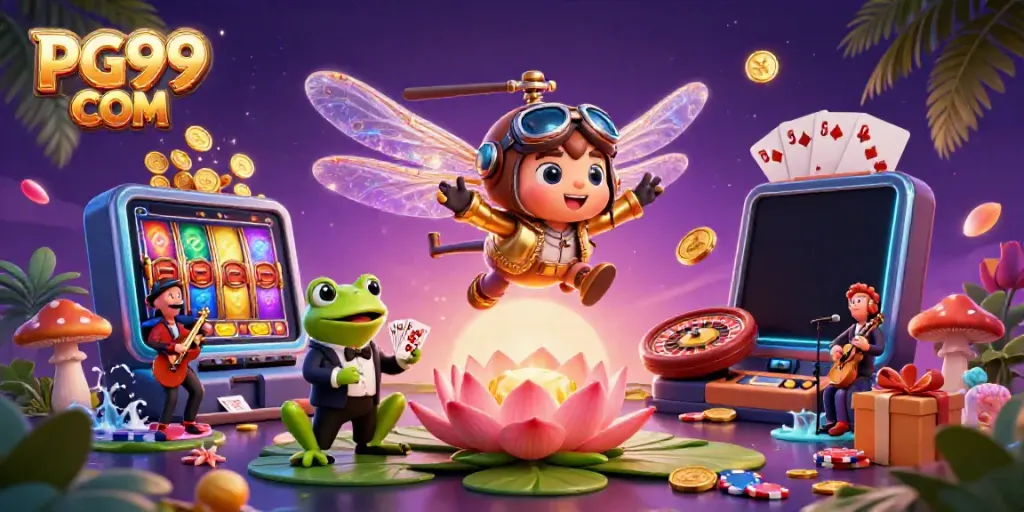 Experience the vibrant world of PG99 COM with charming casino characters and dynamic game visuals.