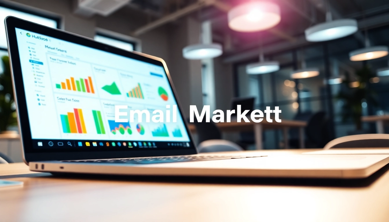 Engaging hubspot marketing email setup showcasing vibrant digital workspace with analytics charts.