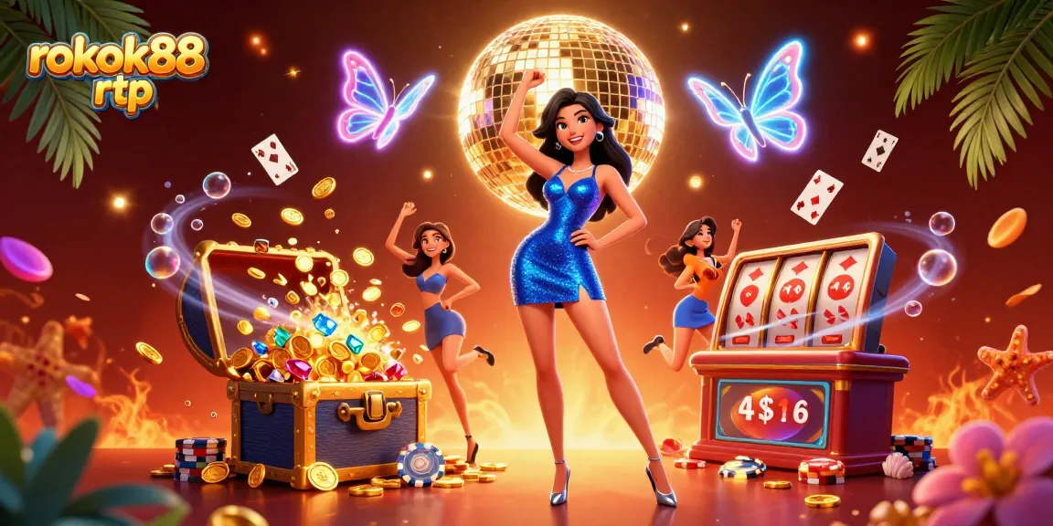 Experience the thrill of rokok88 rtp with a vibrant casino scene, showcasing luxury and excitement.