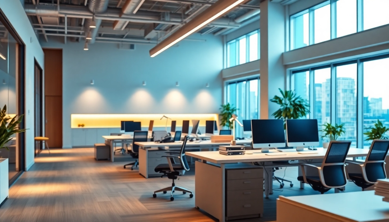 Experience the benefits of goodlite in a modern office setting with innovative lighting solutions.