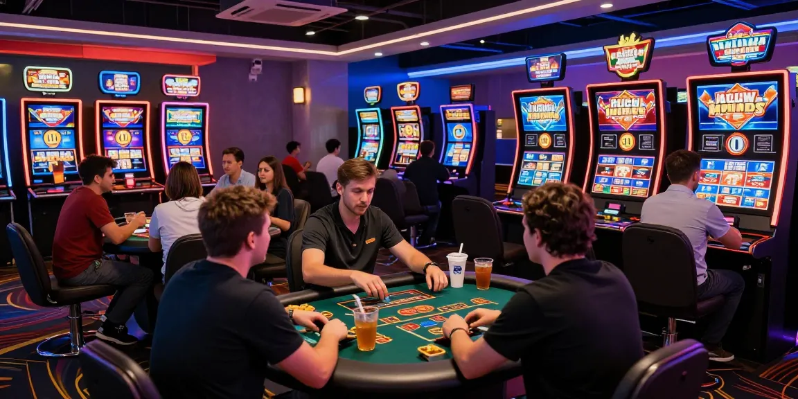 Players enjoying credit card casinos in a lively casino environment, showcasing diverse games and vibrant atmosphere.