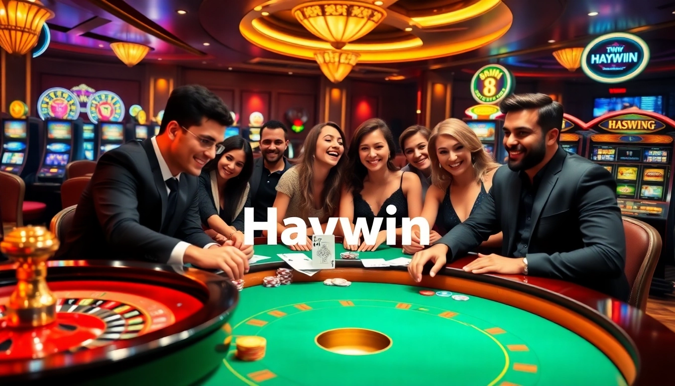 Experience thrilling gameplay at Haywin's luxurious casino with poker chips and roulette.