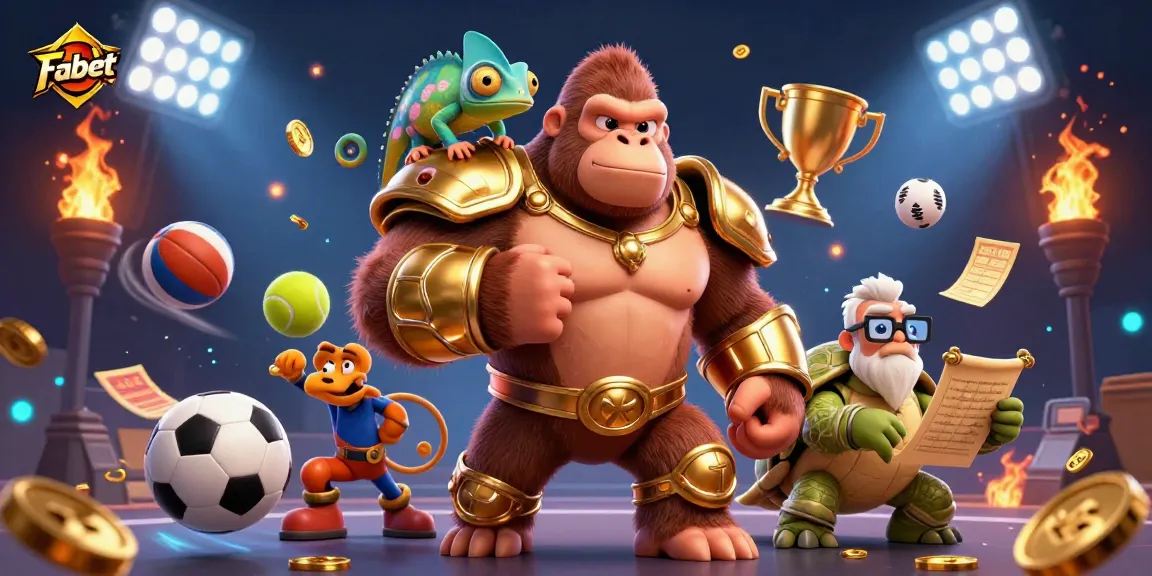 Fabet showcases powerful sports betting excitement with animated characters in a vibrant casino scene.