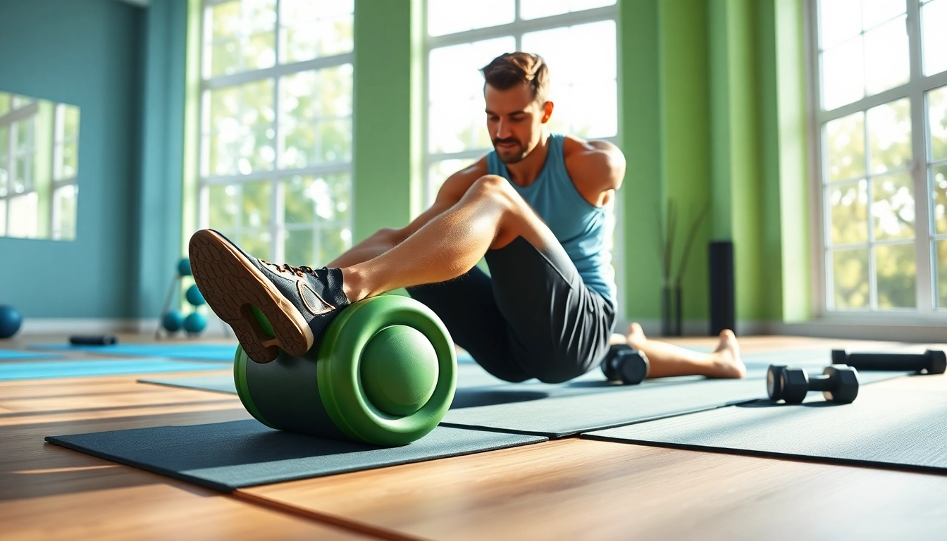 Achieve back pain relief through effective foam roller techniques in a vibrant gym.