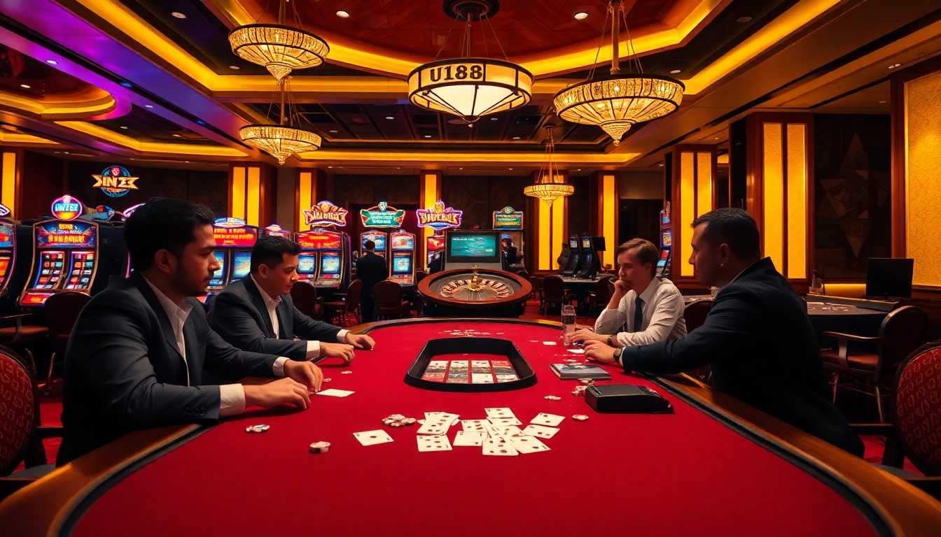 Experience the thrill of U88 with high-stakes poker and vibrant casino visuals.