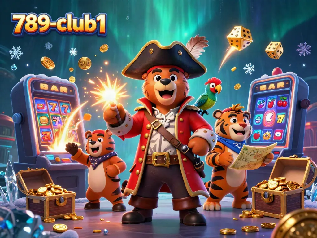 Experience thrilling jackpots with 789-club1 while surrounded by vibrant 3D casino elements and characters.
