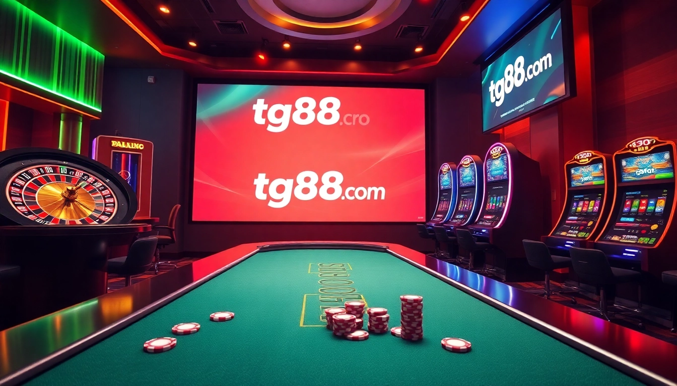 Experience thrilling gaming with tg88pro.com in a luxurious online casino setting.