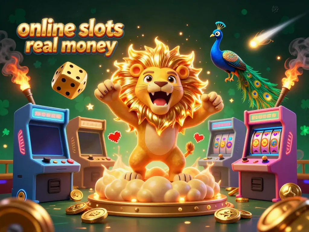 Immerse yourself in online slots real money, featuring vibrant slots and captivating casino elements in a dynamic 3D scene.