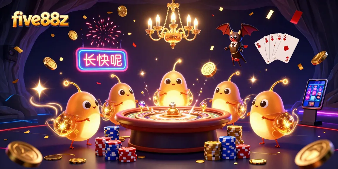 Experience exciting gameplay with five88z in a vibrant cave casino illuminated by glowing characters.