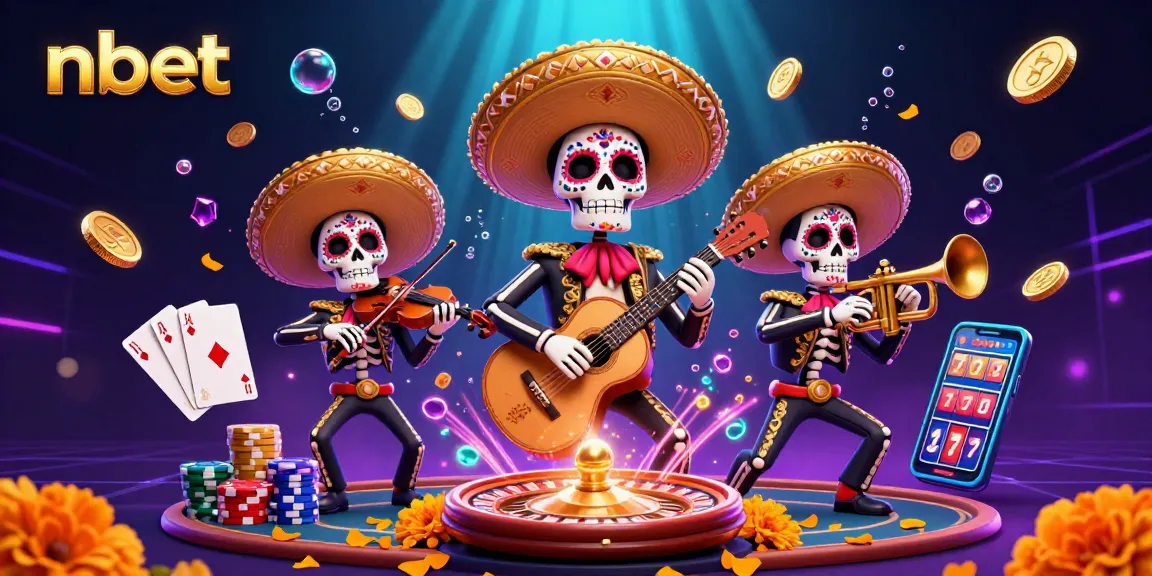 Experience the thrilling energy of nbet with a vibrant 3D mariachi band, cascading coins, and a spinning roulette wheel.