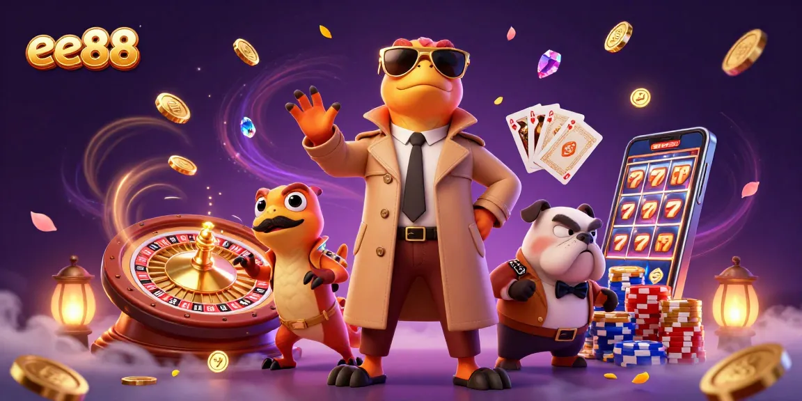 Experience the allure of casino with ee88 as cartoon raptors humorously trying to sneak in.