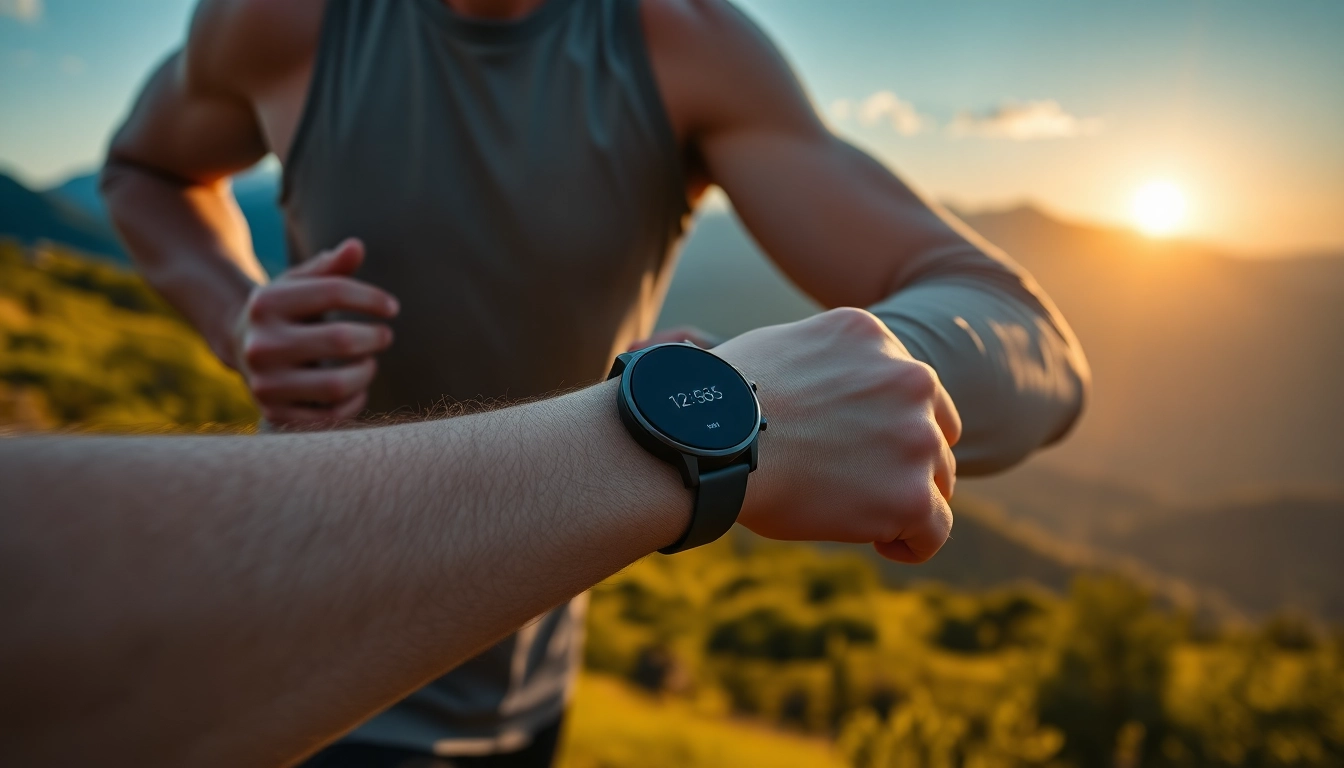 Runner monitoring performance metrics on a Coros smartwatch while enjoying nature.