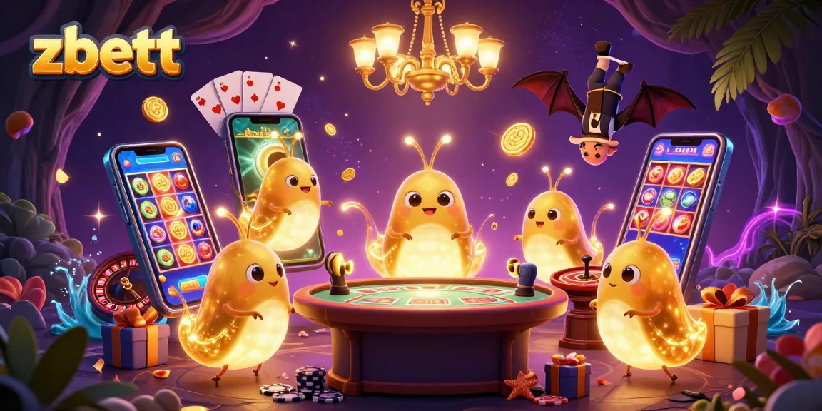 Experience gaming excitement at zbett with glowworms illuminating a vibrant cave casino scene.
