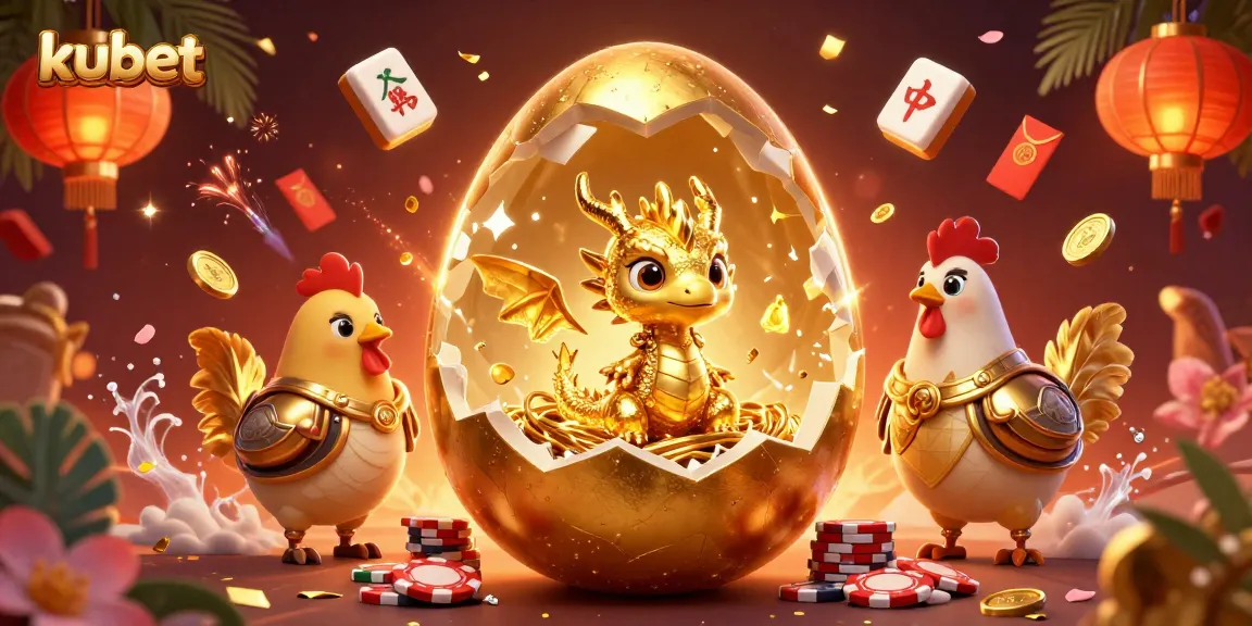 Experience epic winnings on kubet with a golden dragon emerging from poker chips in a vibrant casino scene.