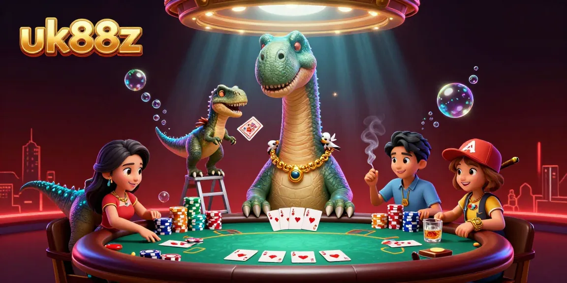 uk88z elevates poker excitement with a brontosaurus dealer at the casino