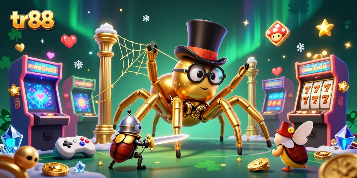 tr88 showcases a golden tarantula weaving casino threads as players engage in exciting games.