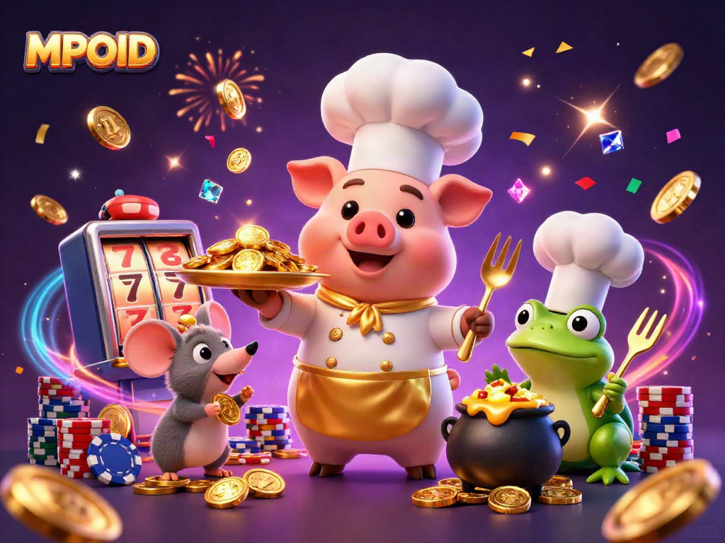 Engage with MPOID's exciting casino scene featuring vibrant characters and dynamic games.