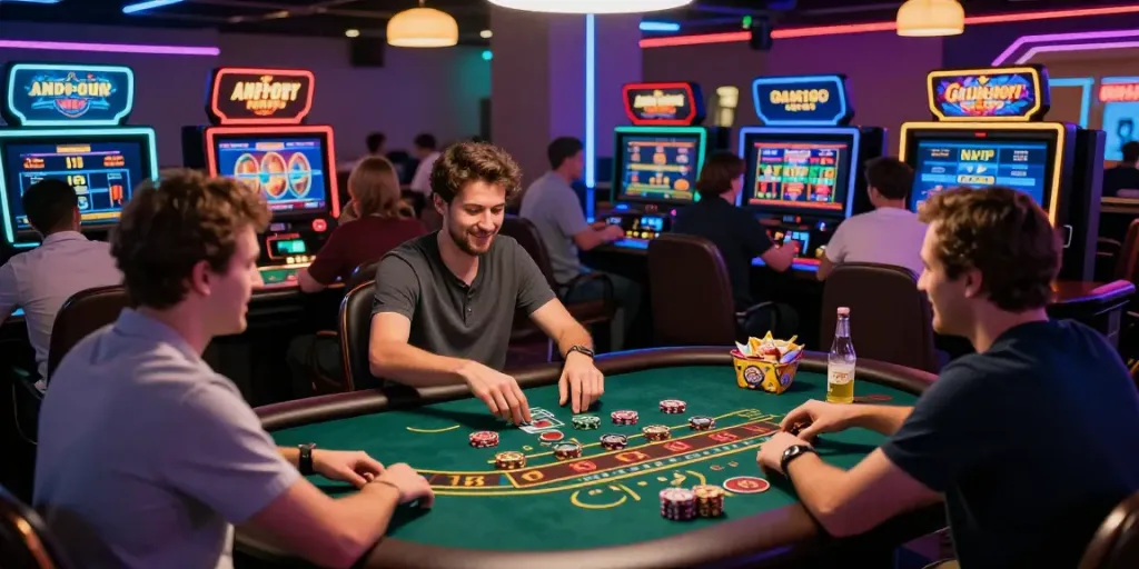 Exciting gaming scene at https://man88pro.com/ with players enjoying live dealer games, vibrant atmosphere, and engaging activity.