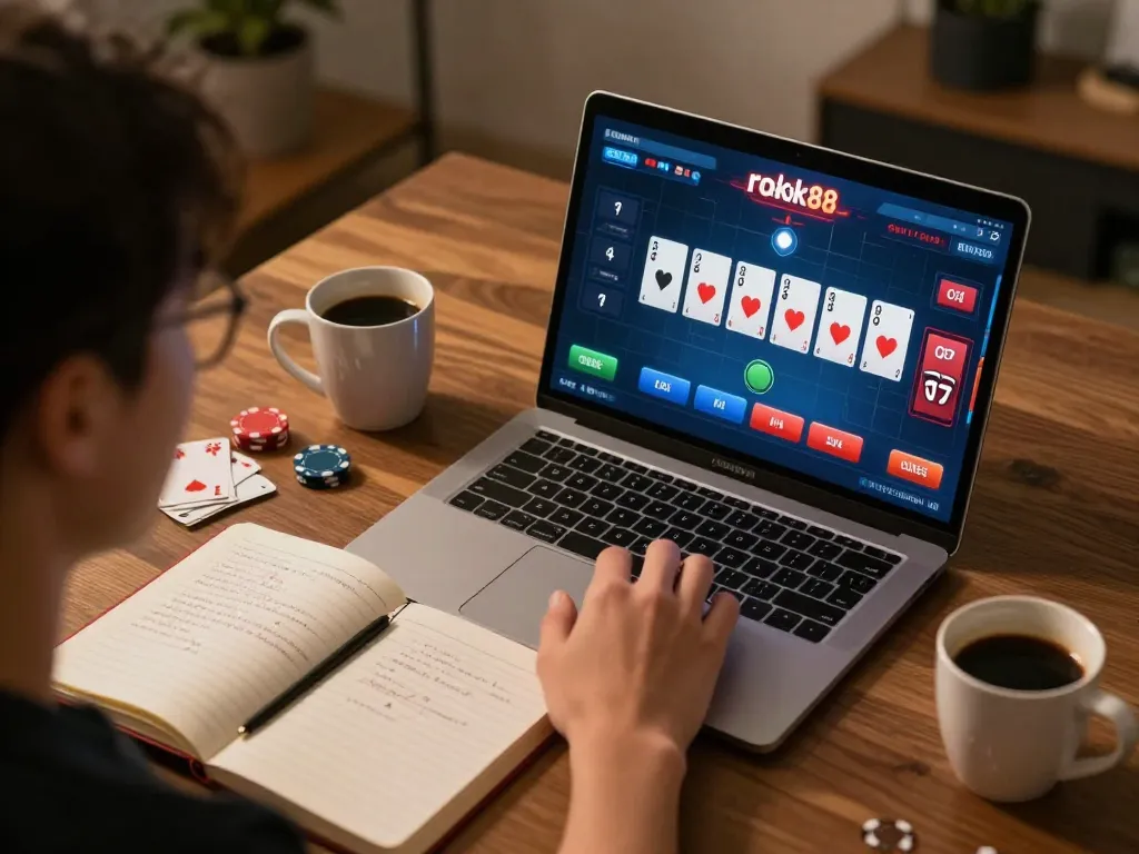 Engaging online gaming session with a player focusing on rokok88 slot options and strategy.